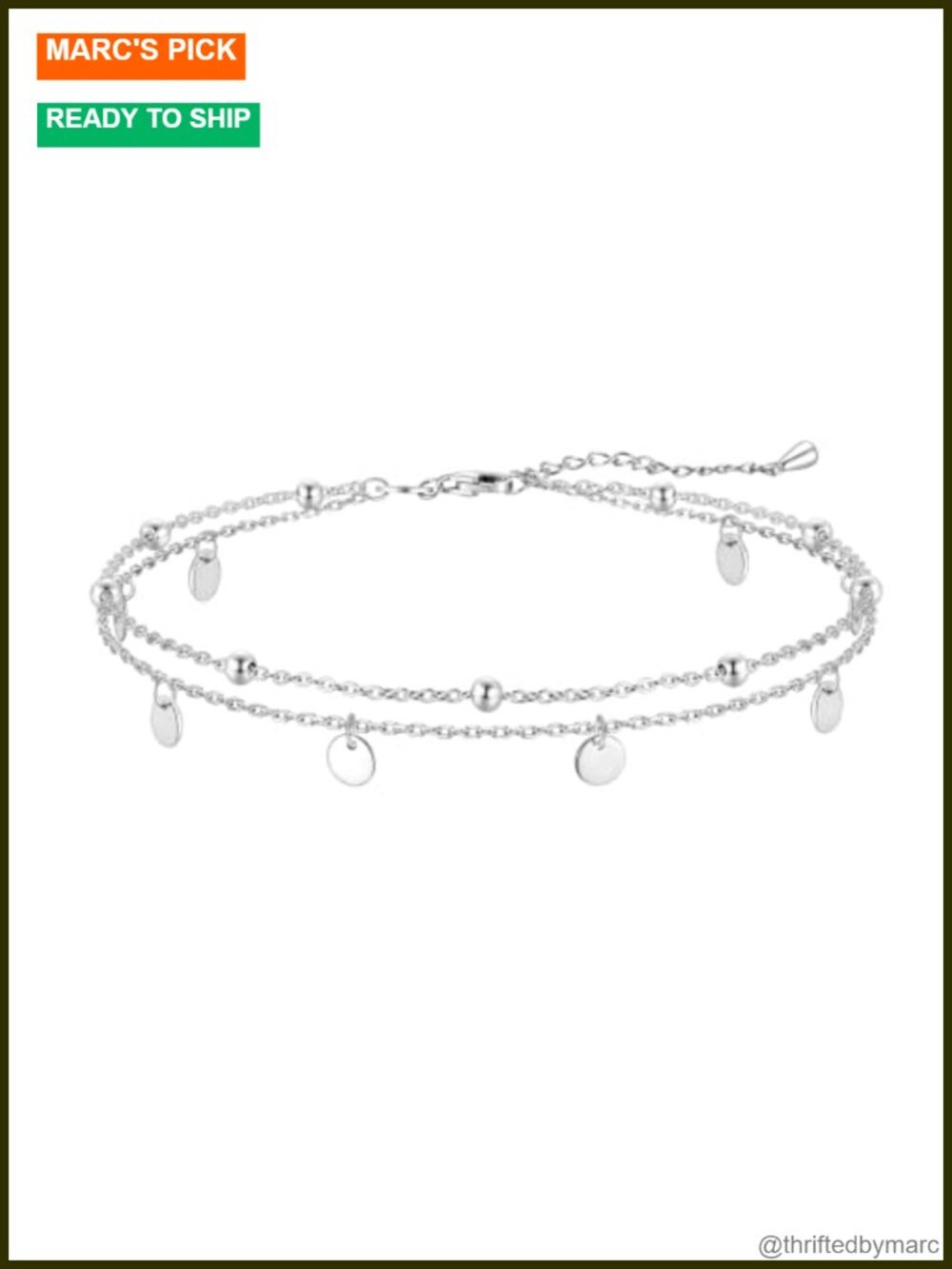 Dainty Sterling Silver Layered Anklet with Tassel Charm, Boho Beach Jewelry
